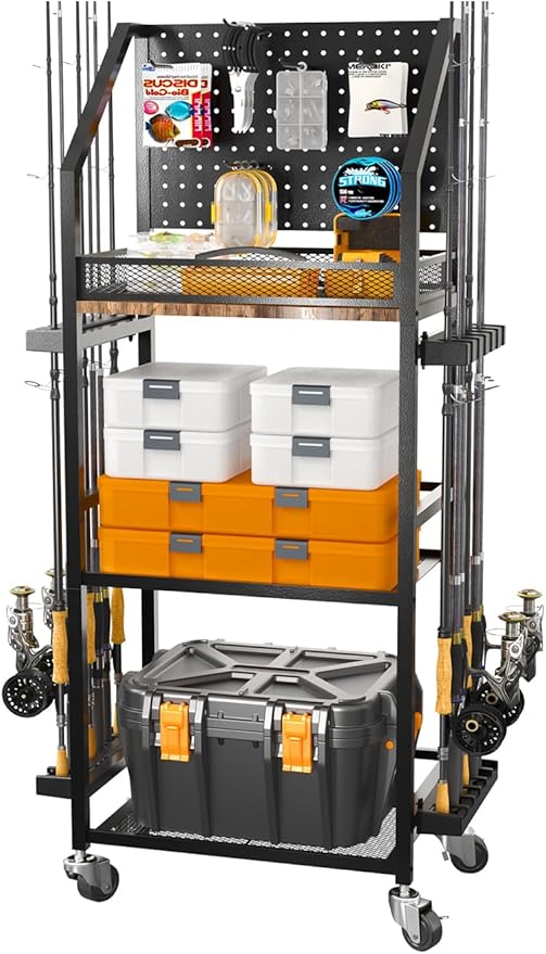 SOYEEZE Fishing Rod Holders for Garage, 3-Tier Fishing Pole Rack by SOYEEZE