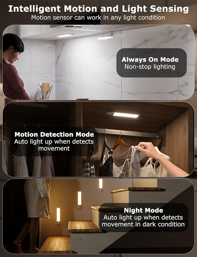 8" Ultra-Thin Under Cabinet Lighting Wireless, Aluminum Alloy Under Counter - Image 3