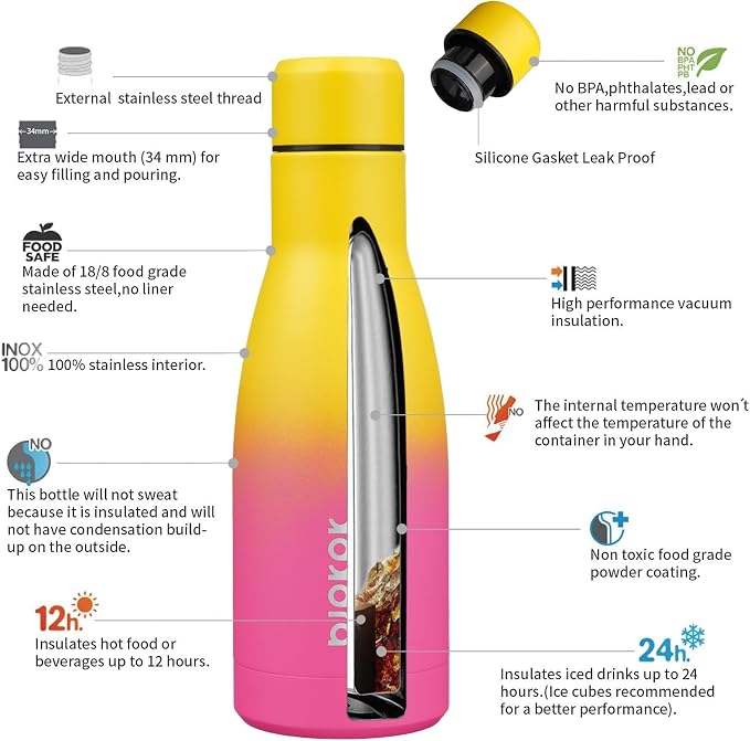 BJPKPK 12oz Water Bottles Stainless Steel Double Wall Vacuum Insulated Small - Image 3