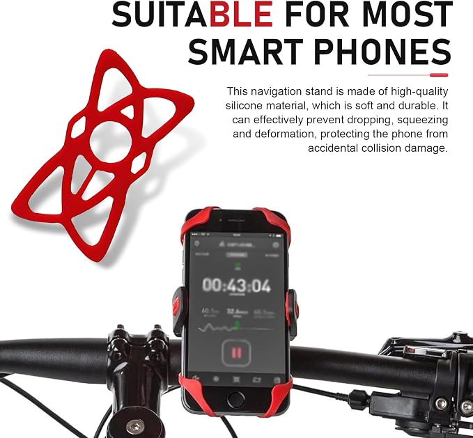 4 PCS Motorcycle Phone Mount Tether, Anti-Slip Adjustable Silicone Strap - Image 3