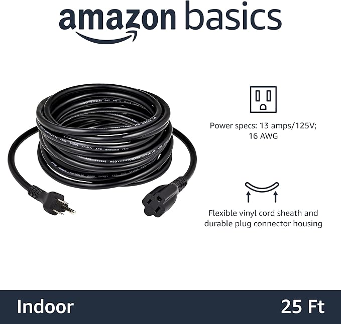 Amazon Basics Indoor Extension Cord, 3 Prong Outlet Extender Power Cord - Image 2