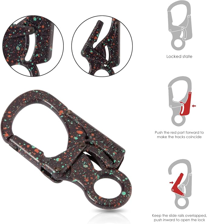 Ahiller Carabiner Clip, Double Anti-Misopening Locking Design, Key Ring Clip - Image 3