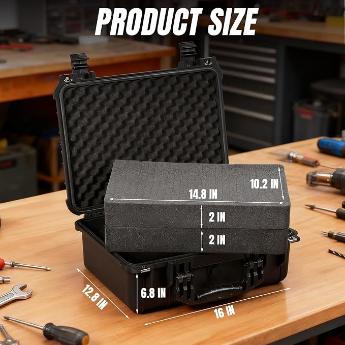 Jack Boss 16x 12.8x 6.8 Inch Hard Case, Portable Weather Waterproof Protective - Image 2