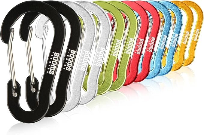 Booms Fishing CC1 Multi-Use Carabiner Clip, 6 Pack Small Caribeener Clips by BoomsFishing