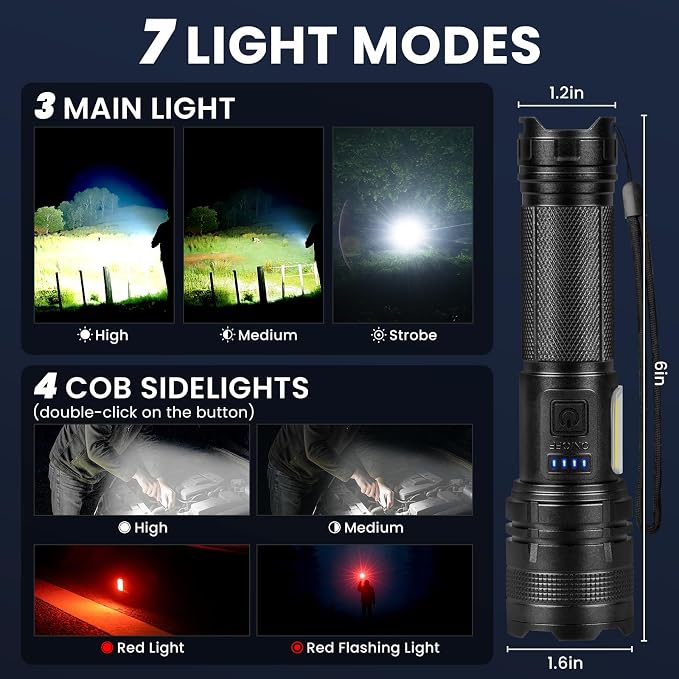 THY TRY Rechargeable LED Flashlights High Lumens, 90000LM Super Bright - Image 4