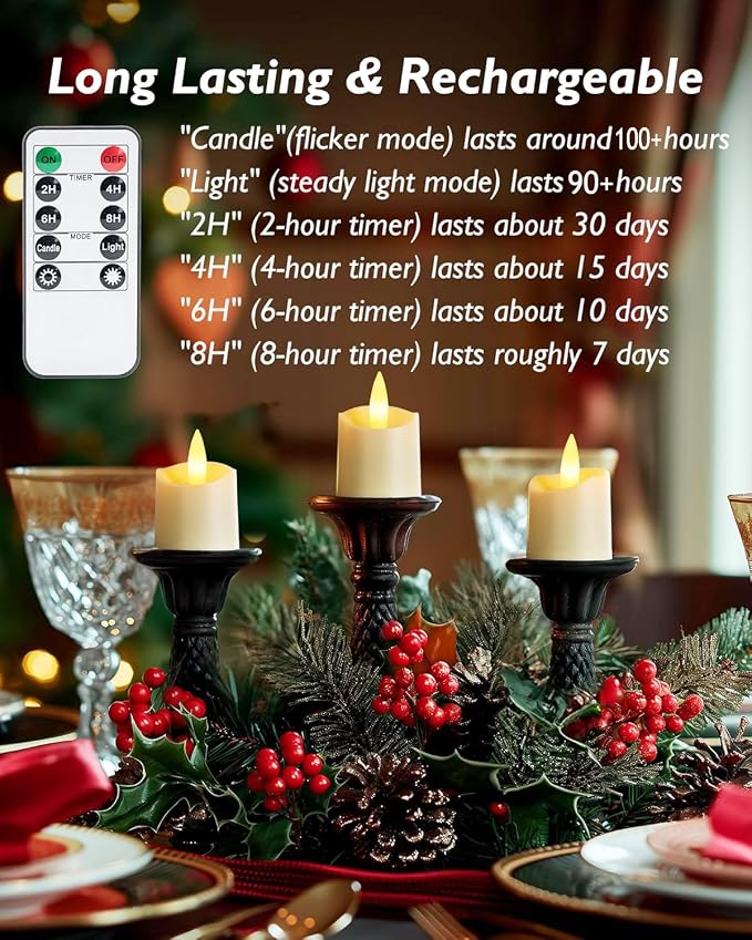 Homemory Rechargeable Flameless Candles, 2/4/6/8H Timer LED Votive Candles - Image 3