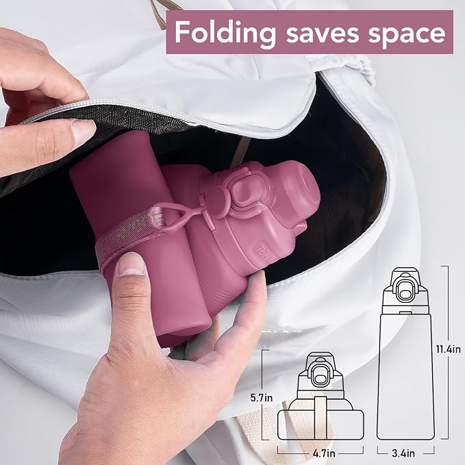TakeToday Collapsible Water Bottles 32oz, Foldable Travel Water Bottle - Image 6