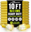 10ft Outdoor/Indoor Extension Cord 16/3 Gauge Heavy Duty 3 Prong SJTW, by LifeSupplyUSA