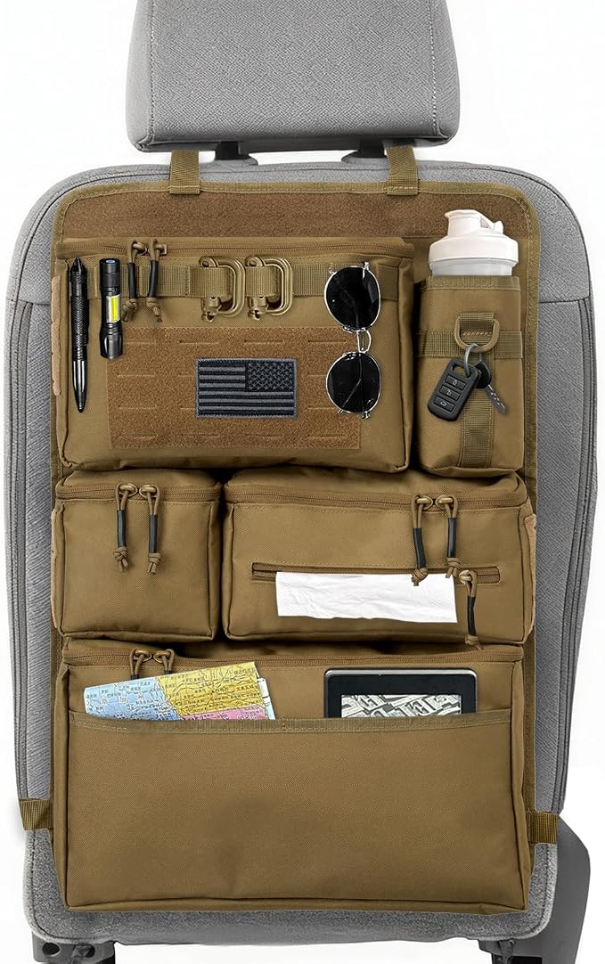 Tactical Seat Back Organizer Heavy Duty MOLLE Panel Organizer by Vanlutone