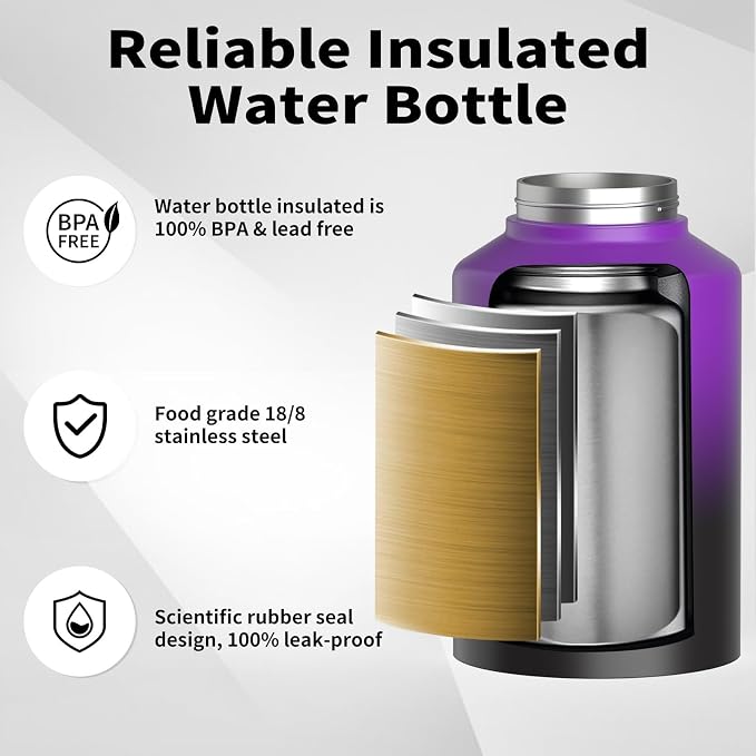 WATERSY 1 Gallon Water Bottle Insulated, BPA Free&Leak Proof, 128oz Stainless - Image 3