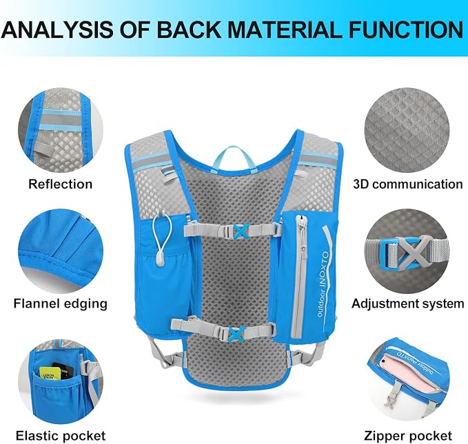 INOXTO Running Hydration Vest Backpack, Lightweight Insulated Pack - Image 3