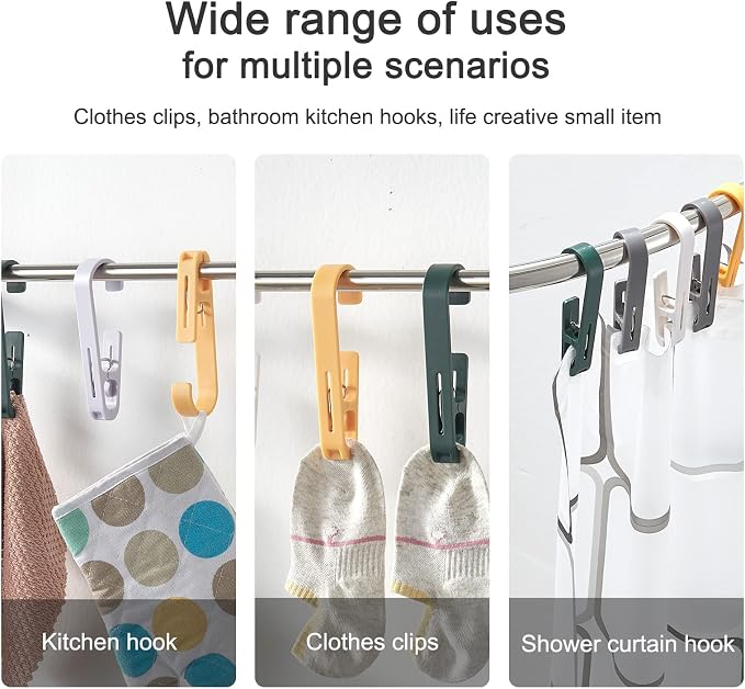 Multipurpose Hook Clips, Strong Large Plastic Clothes Clip Hanger, S Hooks - Image 3