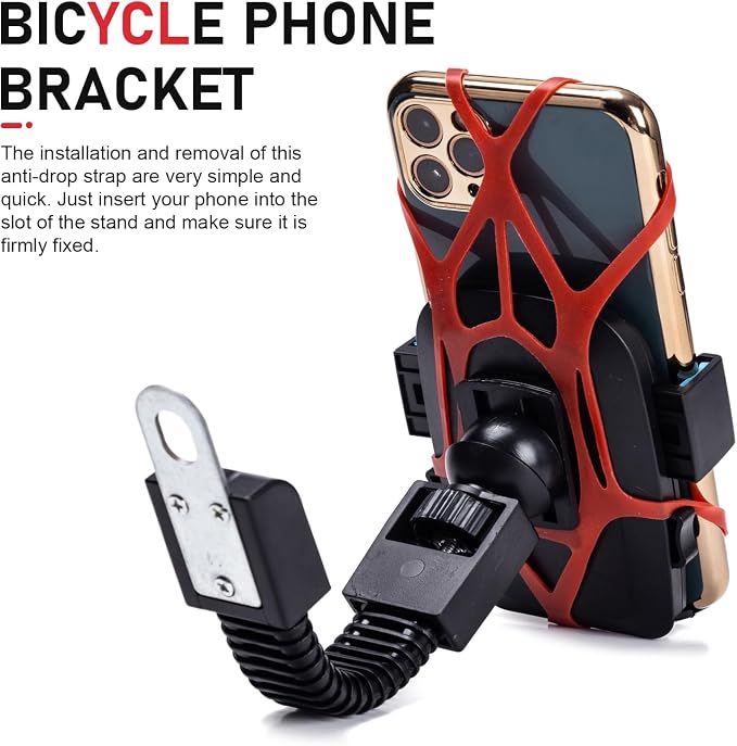 4 PCS Motorcycle Phone Mount Tether, Anti-Slip Adjustable Silicone Strap - Image 5
