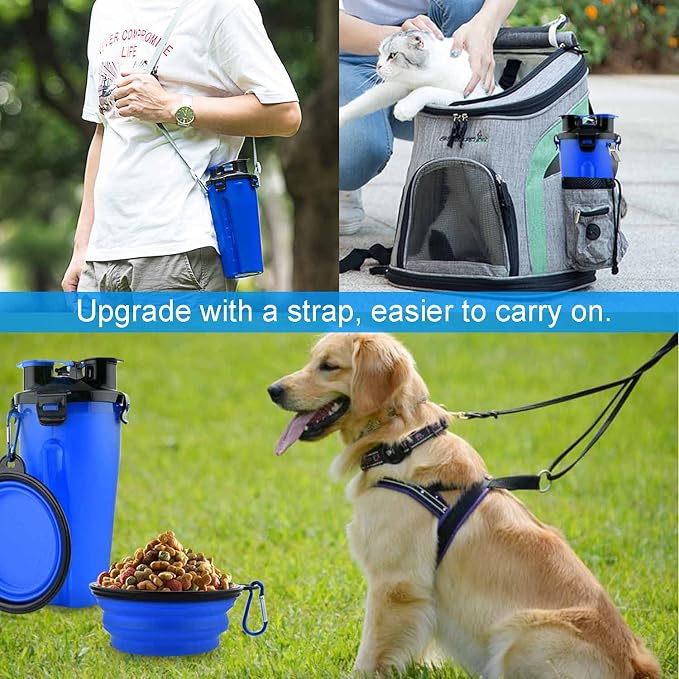 Dog Travel Water Bottle Collapsible Bowls, 2 in 1 Pet Food Container - Image 2