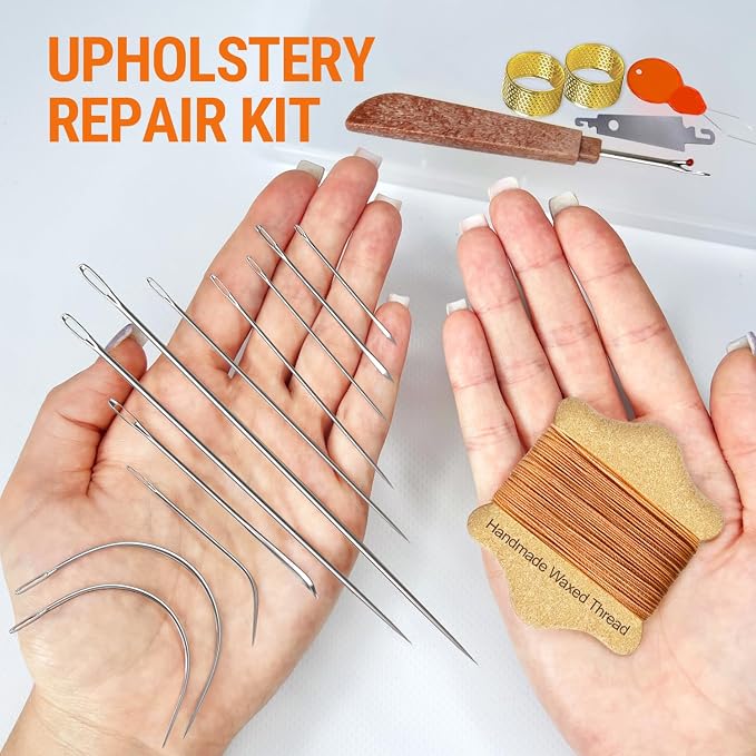 VONEEDL Upholstery Repair Kit: Waxed Sewing Thread & Heavy Duty Needles - Image 2