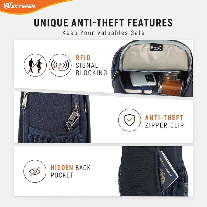 SKYSPER Sling Bag RFID Cross Body Bag Recycled Crossbody Backpack Travel Daypack - Image 3