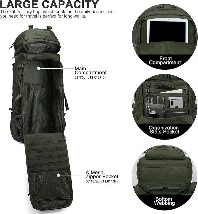 Mardingtop 75L Molle Hiking Internal Frame Backpacks - Image 5