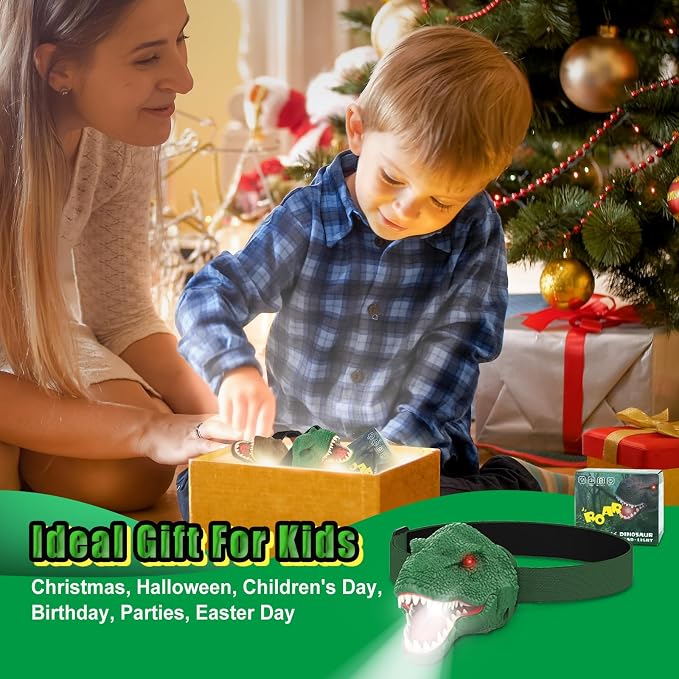 Nitigo Dinosaur Headlamp for Kids Flashlight Led Headlights Roar & Silent Mode - Image 3