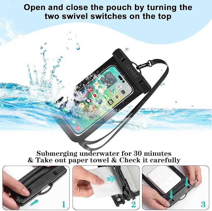 Up to 8.7" 6 Pack Multicolor Waterproof Phone Pouch, Large Phone Waterproof - Image 6