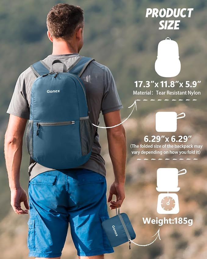Gonex Ultra Lightweight Packable Backpack 20L Daypack Handy Foldable Camping - Image 3