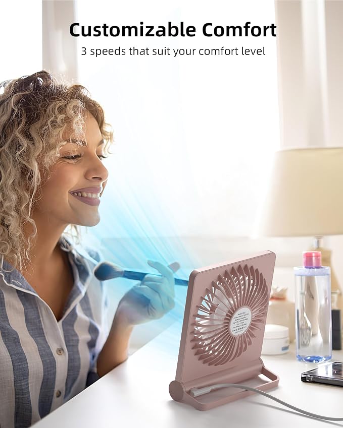 Koonie USB Fan, Strong Wind Ultra Quiet Small Desk Fan 220° Tilt Folding 3 - Image 6