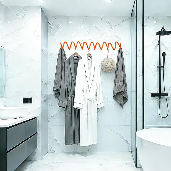 Orange Wall Mounted Coat Rack, Decoration Wave Shaped Wall Hooks, Heavy-Duty - Image 6