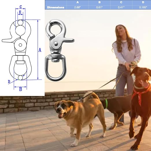 1 PCS 316 Stainless Steel Swivel Trigger Snap Hooks, 2.65” Heavy Duty Clips - Image 2