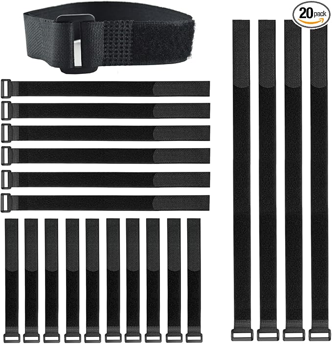 20 Pack Reusable Fastening Cable Ties and Cable Straps, Adjustable by Unknown