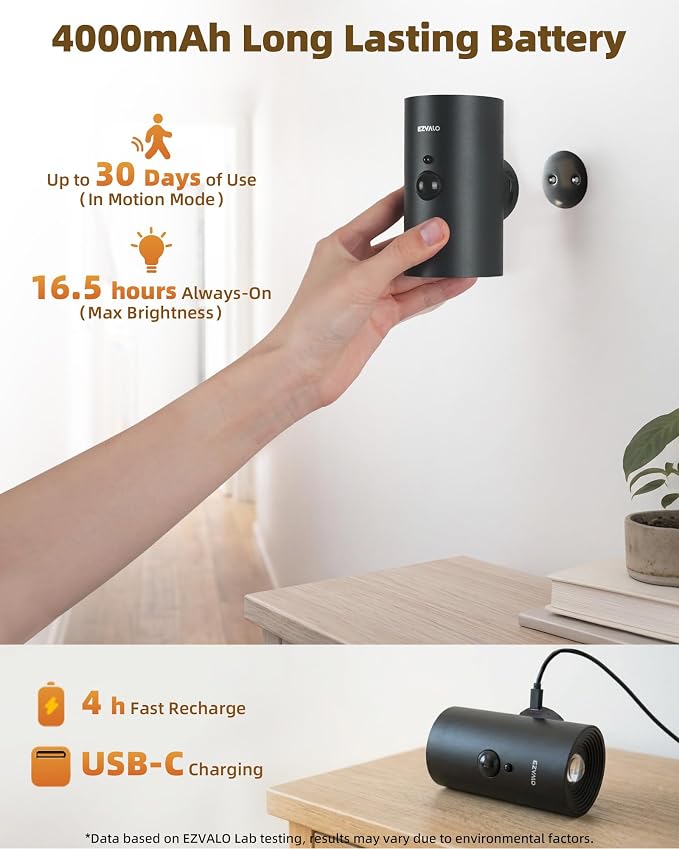 EZVALO Motion Sensor Wall Light, 4000mAh Rechargeable Battery Operated Wall - Image 5