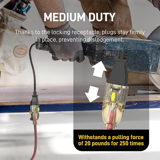50FT Medium Duty Outdoor Extension Cords, 14/3 Gauge Electrical Wire Cable - Image 3