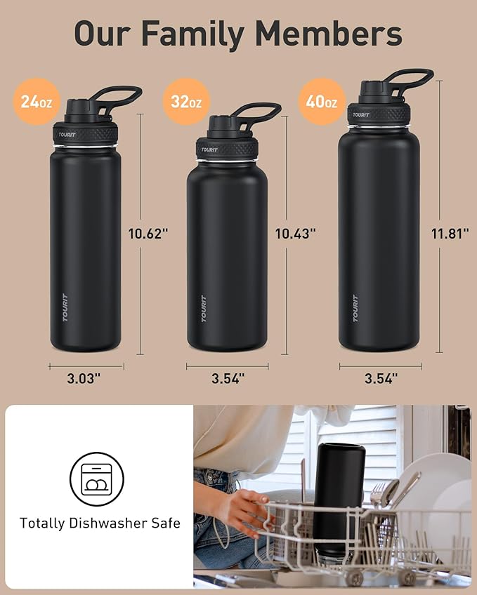 TOURIT 24 oz Insulated Water Bottle, Stainless Steel Sports Water Bottles - Image 5
