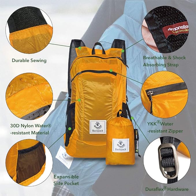 4Monster Hiking Daypack, Water Resistant Lightweight Packable Backpack - Image 2