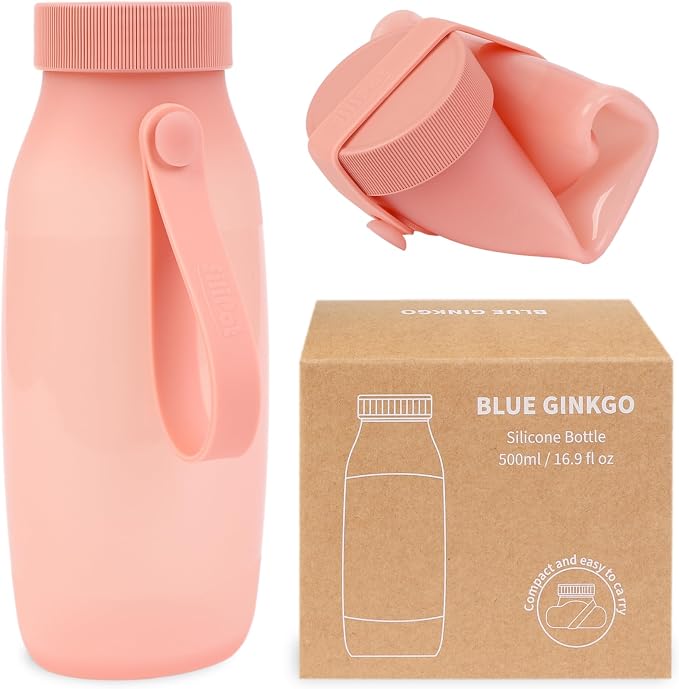 BLUE GINKGO Collapsible Water Bottle – Lightweight, Foldable Silicone Bottle by BLUEGINKGO