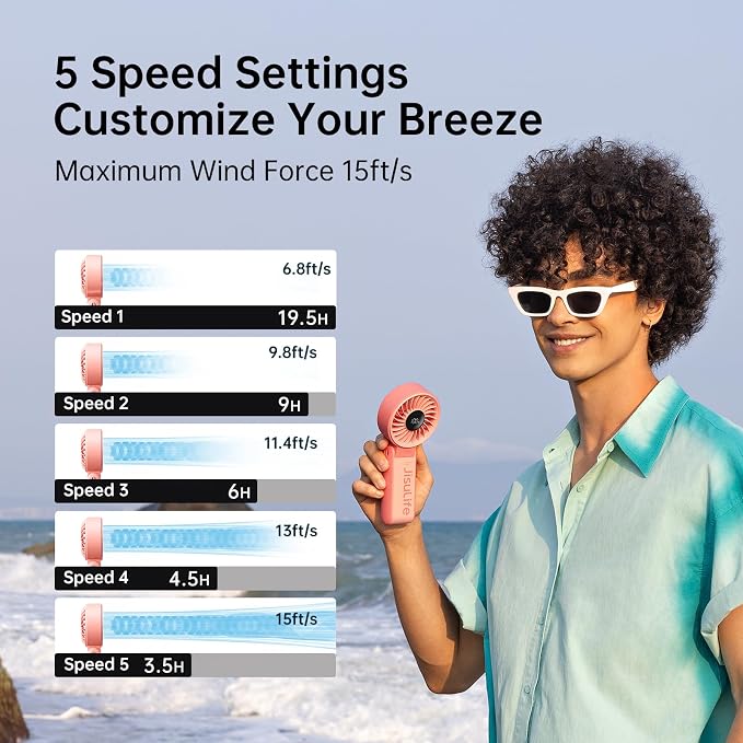 JISULIFE Handheld Fan Life7 – Ultimate Flexibility: Wide & Strong Airflow - Image 3