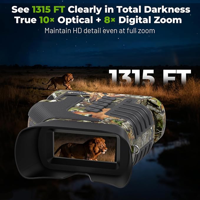 WOSPORTS 4K Night Vision Goggles – up to 80X Total Magnification, 10X Optical + - Image 3