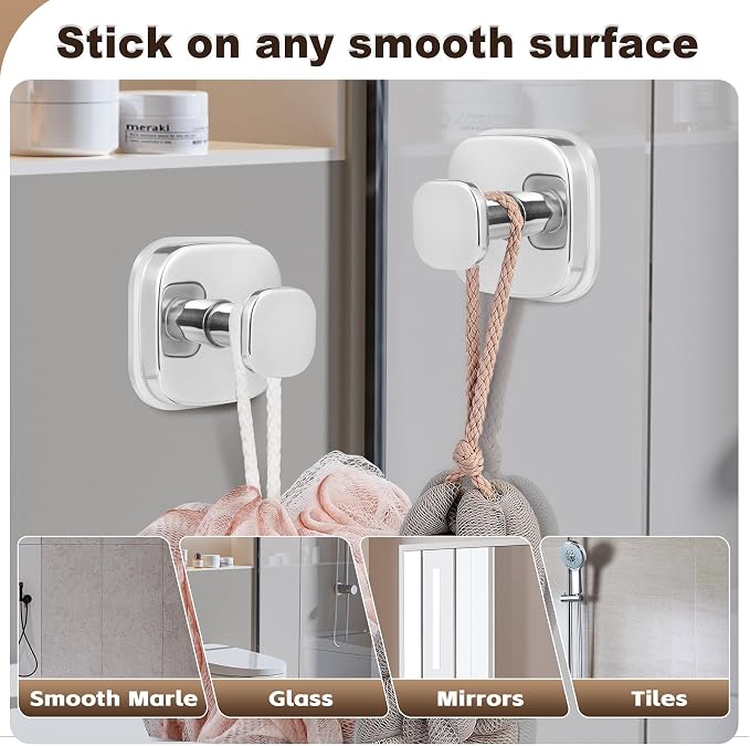 Suction Cup Hooks for Shower Heavy Duty No-Drill– Reusable Multi-Purpose Hooks - Image 4