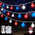 JMEXSUSS Red White and Blue Lights Battery Operated, 33ft 4th of July Lights by JMEXSUSS