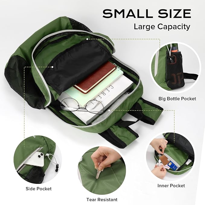 VPBAGE 15L Water-resistant Hiking Daypack, Small Backpack Travel Outdoor - Image 3