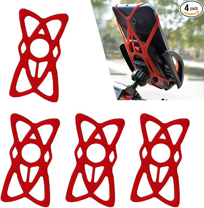4 PCS Motorcycle Phone Mount Tether, Anti-Slip Adjustable Silicone Strap by Unknown