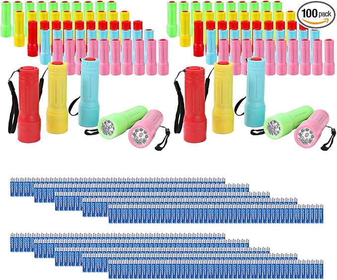 100 Pack Mini Flashlights Bulk, Small Multicolor Flashlights Bulk by Hilngav