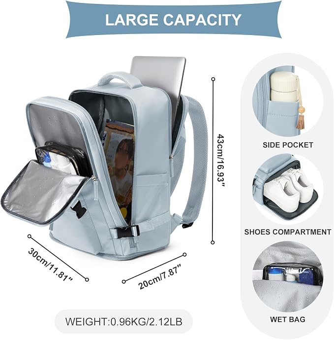 coowoz Travel Backpack For Women Men Airline Approved, Large Hiking Laptop - Image 3