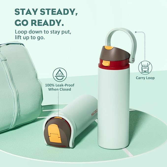 POWCAN 24 oz Travel Water Bottle: 2-in-1 Push-Button Spout & Quick-Flip Straw - Image 4