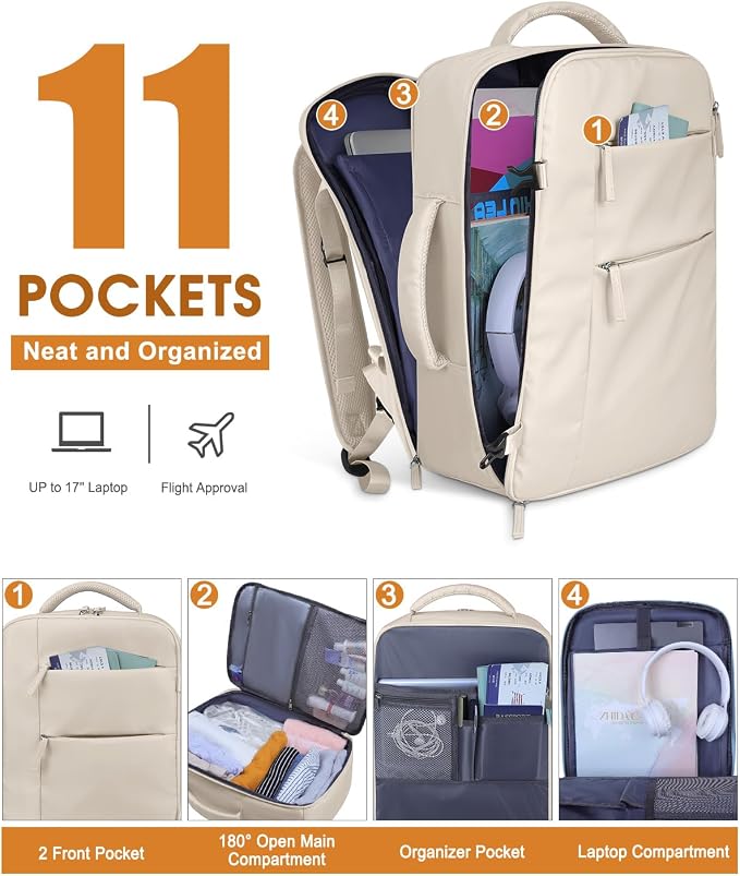 Capolo Travel Backpack for Women Men Waterproof Laptop Backpack Airlines - Image 3