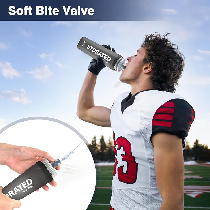 SLUXKE Soft Flask 2 Pack with Dust Cap, 17oz/500ml Flexible TPU Soft Water - Image 3