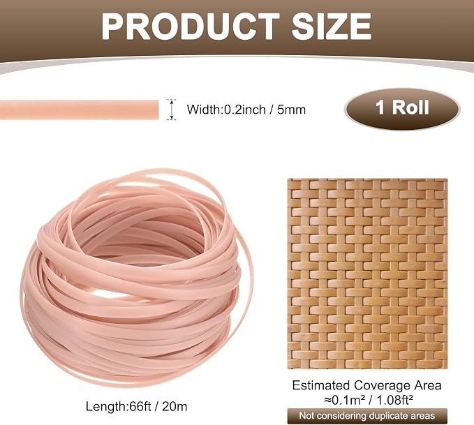 M METERXITY 1-Pack Wicker Repair Kit, 5mm x 66ft/20m Plastic Flat Rattan - Image 3