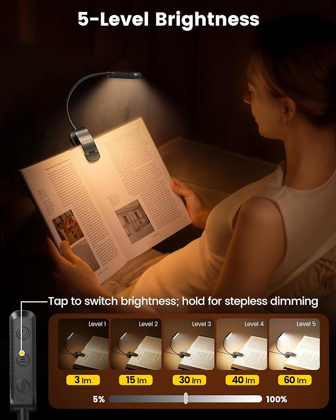 Glocusent 13 LEDs Book Lights for Reading at Night, 120 Hrs Runtime - Image 3