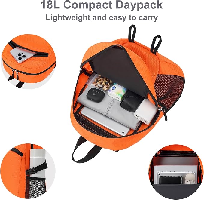 Lightweight Hiking Backpack 18L Packable Foldable Small Daypack Collapsible - Image 3