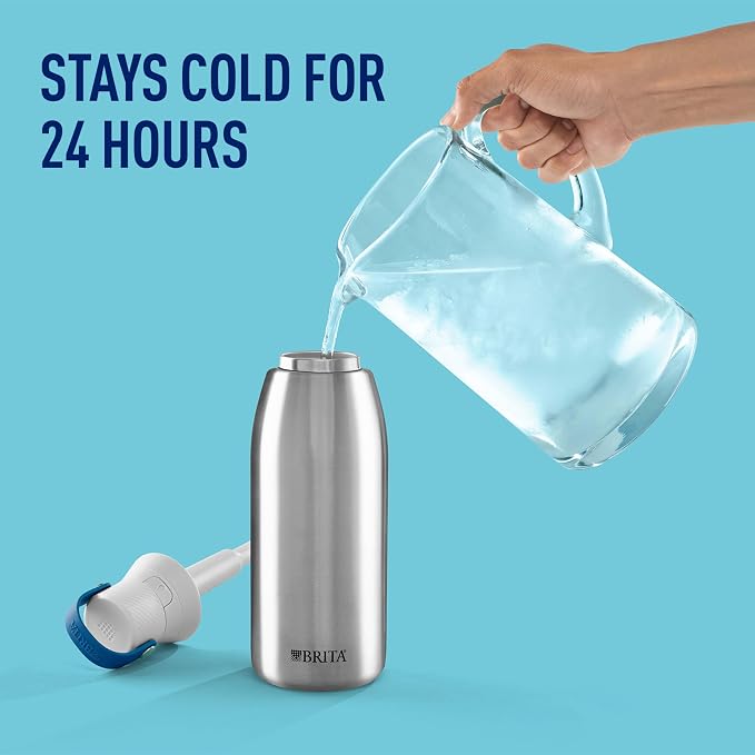 Brita Stainless Steel Premium Filtering Water Bottle, Replaces 300 Plastic - Image 3