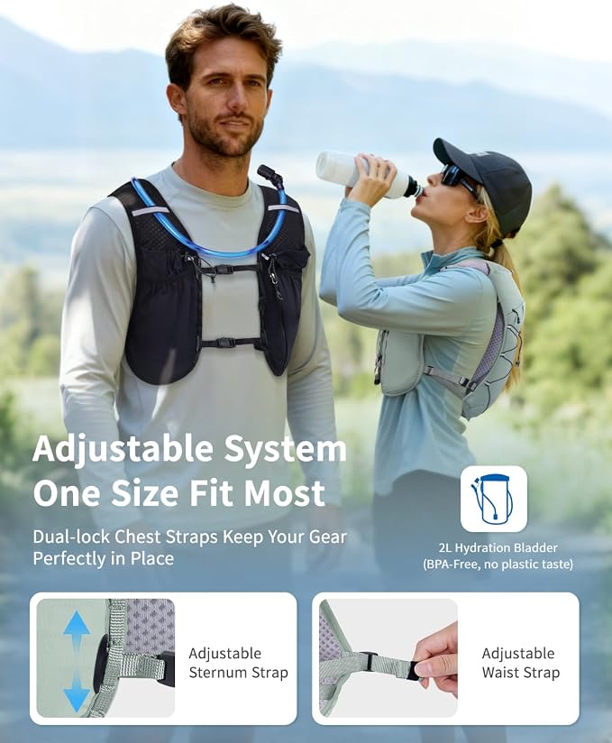 ECOHUB Running Hydration Vest Backpack, Lightweight Hydration Pack Bag Daypack - Image 5