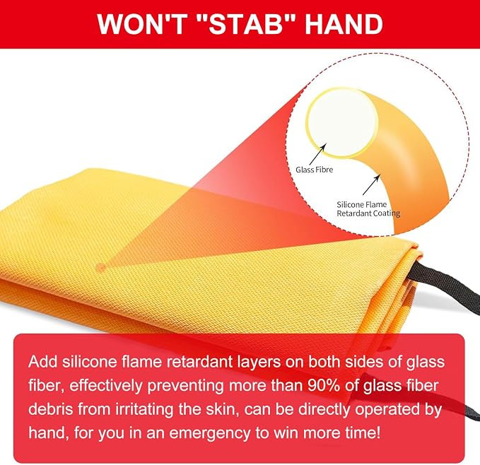 2 Pack Fire Blankets Emergency for Home, 40” x 40” Silicone-Coated Fiberglass - Image 5